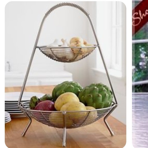 Vintage Two Tier Metal Display Baskets Stand - Picture 10 of 14